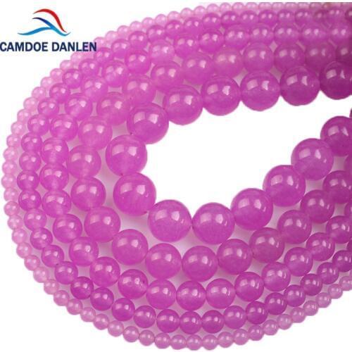 Natural Stone Rose Purple Violet Chalcedony Stone Round Beads 4 6 8 10 12MM DIY Beads Jewelry Bracelet Necklace Making