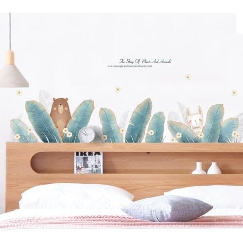 Nordic Plant Wall Stickers Home Decor Living Room Art Bedroom Warm Aesthetic Mural for Kids Room Decoration Decals Wallpaper
