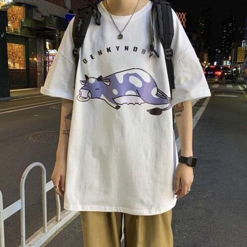 2021 new printed short sleeve t-shirt mens summer fashion brand ins versatile clothes Hong Kong Style loose half sleeve T-shirt