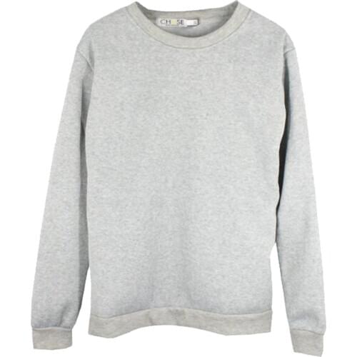 Plain Grey Sweatshirt Top Pullover Hoodie Women Men Fleece Cotton Sweater