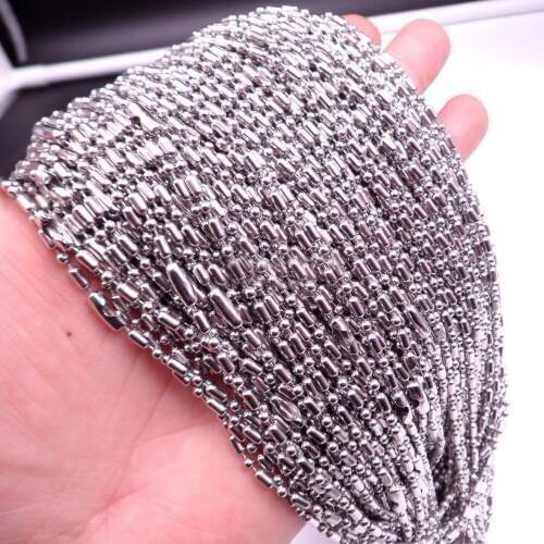 100meters Mens womens Wholesale in bulk Silver Stainless Steel Bamboo Ball Chain 1.5mm/2mm/2.4mm