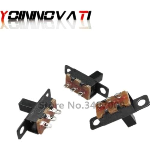 100PCS SS12F15 toggle switch 1P2T SPDT 3PIN SS-12F15 slide switches handle 4mm