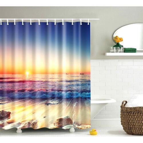 Dafield Ocean Shower Curtain Beach Sunset Bridge Summer Home Decor Polyester Fabric Bath With Hooks