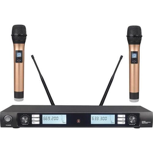 Professional Cordless mic 2 X 100 Channel Wireless Microphone System Dual microphone UHF Handheld For Stage church