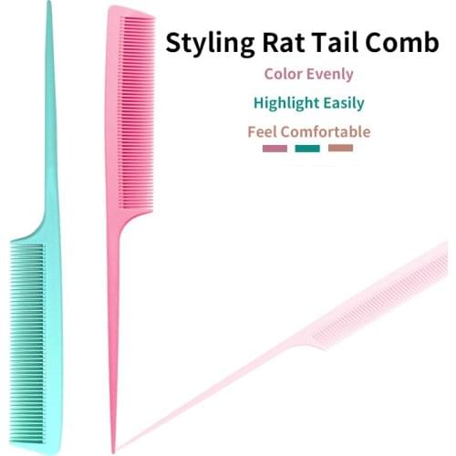 Hot Fashion Styling hair dye parting comb Plastic Pin Anti-static Hair Style Rat Tail Comb Hair Edge Trimmer Styling Beauty Tool