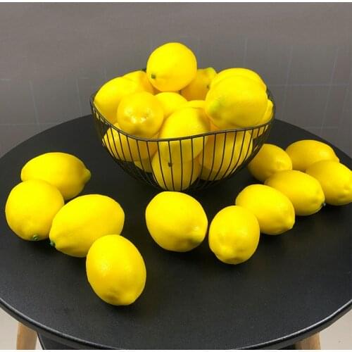 1-12pcs Artificial Yellow Lemon Realistic Simulation Lemon Fake Lemons Faux PVC Lemons Fruits for Photography Prop Decoration