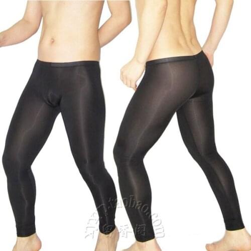 Sexy Gay Men Exotic Underwear Condom Male See-through High Elastic Ankle-length Pants Transparent