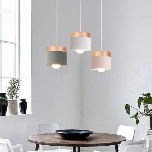 Nordic led Iron Wood Pendant Lights Modern Led Hanging Lamps Kitchen Bar Hotel dining room Bedroom Lights home deco E27
