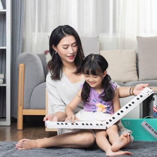 49-Key Foldable Electronic Piano Digital Piano Portable Electronic Keyboard 128 Tones Piano for Piano Student Musical Instrument