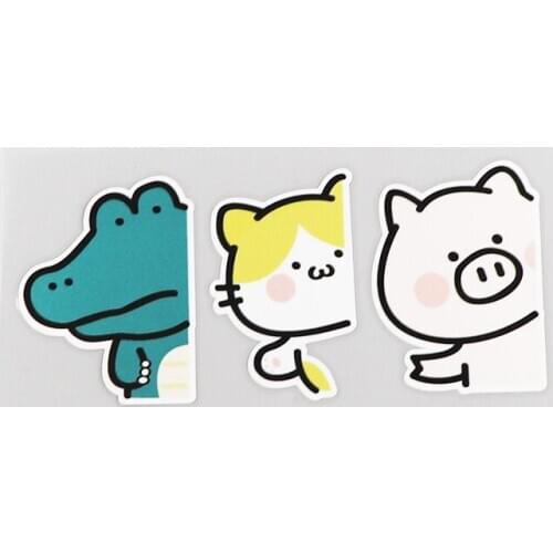 Car Styling Vinyl Decals Lovely Peeping Pig Crocodile Cat Motorcycle Bike Decorate Stickers 180x80mm