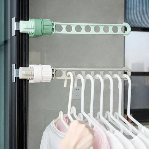 Window Frame Clothes Hanger Retractable Indoor Window 8-holes Drying Rack Outdoor Hanging Racks Home Clothes Storage Hangers