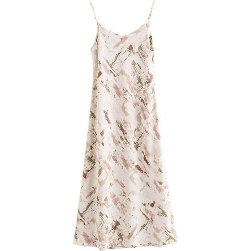 Vintage Casual Sundress Female Print Floral Beach Midi Dress Sexy Spaghetti Strap straight loose vestidos