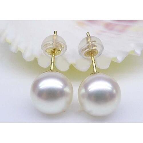 Top Quality AAAA REAL ROUND 10-11MM SOUTH SEA WHITE PEARL 18 EARRINGS