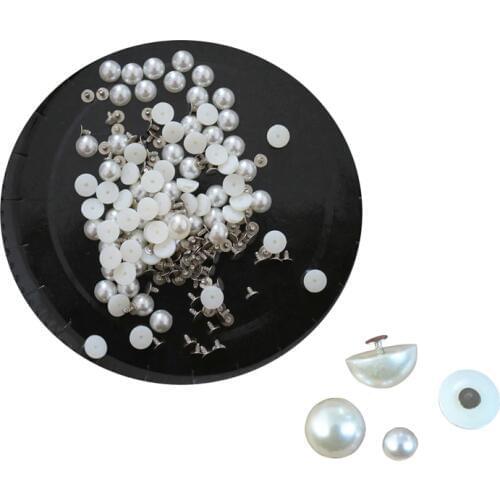 100Set 6MM 8MM Imitation Pearl Rivets DIY Garment Leather Accessories Punk Spikes Wedding Decor Half Round Rivets Pearls Sets