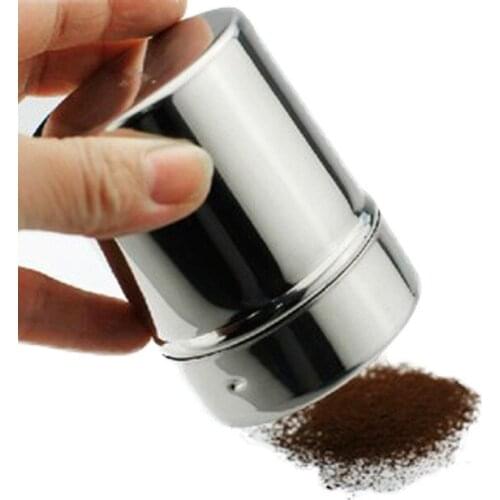 1pc Stainless Steel Chocolate Shaker Cocoa Flour Coffee Sifter + 16Pcs Coffee Stencils Template Strew Pad Duster Spray tools