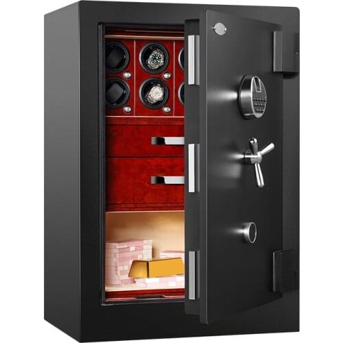 2021 Luxury Strongbox Auto 8 Watches Winder Black Safe Box Security Carbon Cabinet Steel Metal Jewelry Storage Password Box