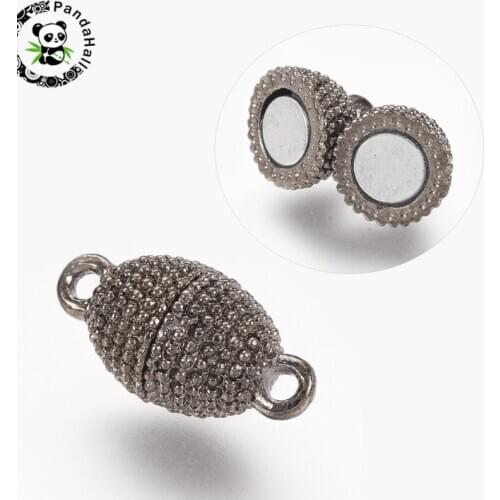 5Sets Oval Alloy Magnetic Clasps Hooks Jewelry Clasps End Caps Necklace Bracelets Connectors for Jewelry Making 17x8mm