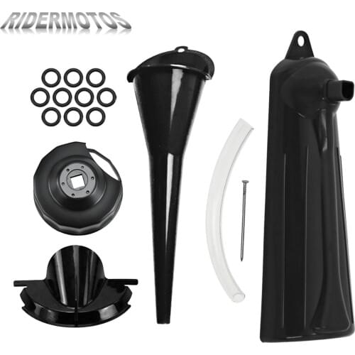 9" Crankcase Fill Funnel Primary Case Oil Fill Funnel Filler Cover Black End Cap Wrench 1105 Sealing O-Ring For Harley Touring