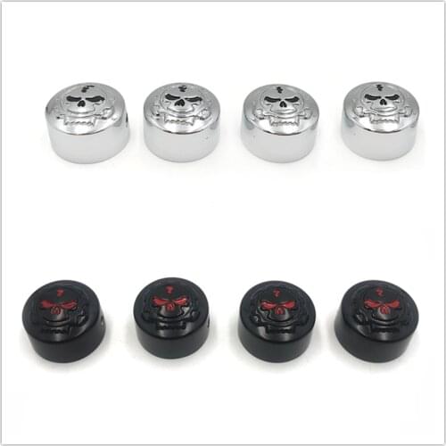 Aftermarket free shipping motorcycle parts 4PCs Chrome Gear Skull Bolts Toppers Caps For Harley Dyna Softail Road King FLH black