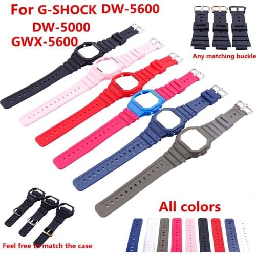 Watch accessories are suitable for Casio G-SHOCKDW5600 5000 5030 5025 small square male and female resin strap