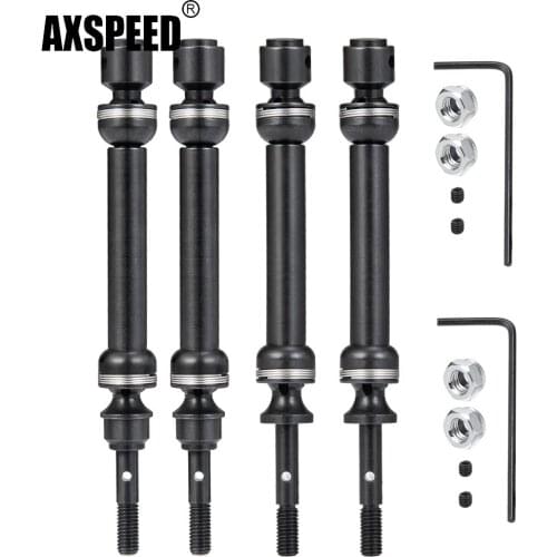 AXSPEED 4Pcs Steel Front & Rear Drive Shaft CVD for Traxxas Slash Rustler 1/10 RC Crawler Car Upgrade Parts