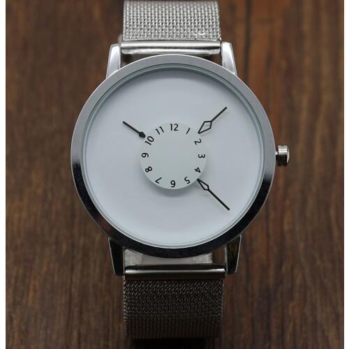 New Fashion Stainless Steel Mesh Band Strap Bracelet Turntable Sports Wrist Watches Gift for Men Women Unisex Brand Dress Colcks