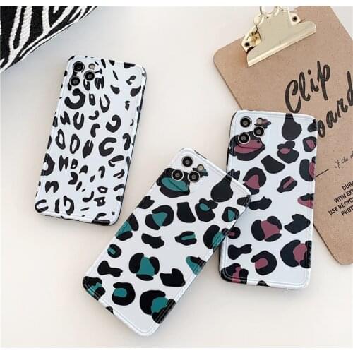 Color leopard spots frame case for iphone 11ProMax 12 11 Pro Max XR XS 7 8 Plus 12 Mini phone cases silicone matte cover coque