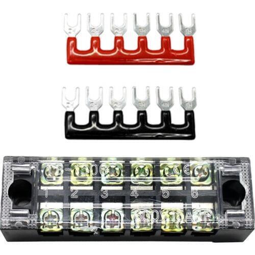Dual Row 6 Positions Screw Barrier Terminal Blocks Strip Connector 600V 15A