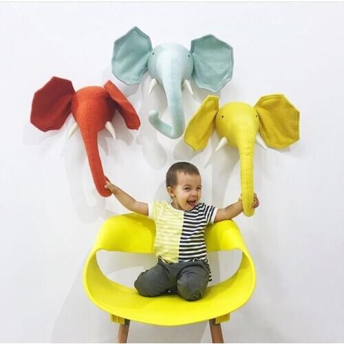 Ins Nordic Simulation Animal Head Wall Decoration Plush Toys Childrens Room Wall Decoration Ornaments Childrens Doll Gifts