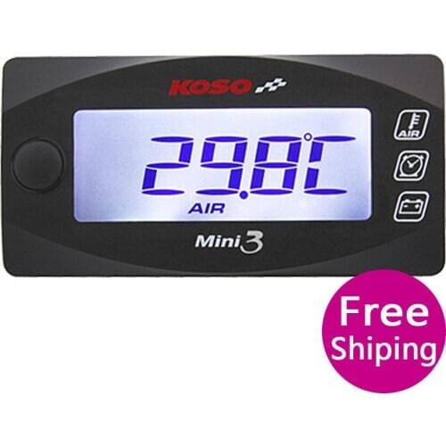 Motorcycle Mini Style Instruction LED Display Meter KOSO MINI 3 digital (Air Temp+Time+Volt Meter) for Racing and Scooter
