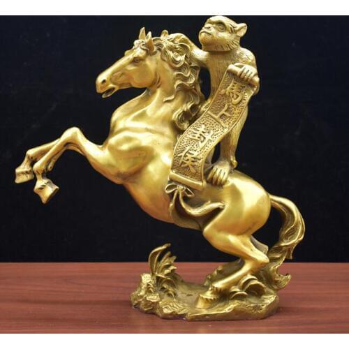 Chinese Monkey Zodiac Animal Statue Bronze Horse Decoration Living Room Yuanbao Fengshui Decoration Immediately Seal Marquis