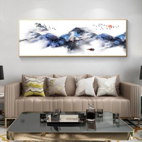 Chinese Brush Painting Landscape Posters and Prints Canvas Painting Scandinavian Wall Art Picture for Living Room