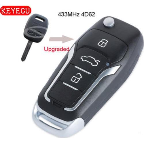 Keyecu Upgraded Flip Remote Car Key 2 Button Fob 433Hz 4D62 Chip for Subaru Impreza Forester Outback