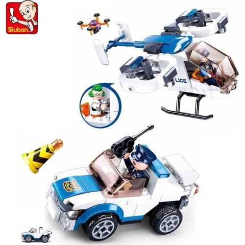 SLUBAN Police Series Pioneer Car Bricks Toys Building Block Childrens Toys For Boys Gifts Plane Series ​Police Catch Thief
