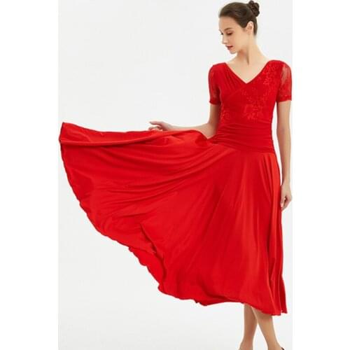 Red blue ballroom dance competition dresses waltz dance dress fringe luminous costumes standard ballroom dress foxtrot