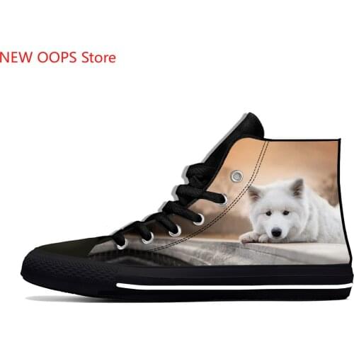 American Eskimo Dog Cut kawaii Harajuku Fashion Lightweight High Top Canvas Shoes Men Women Casual Breathable Sneakers