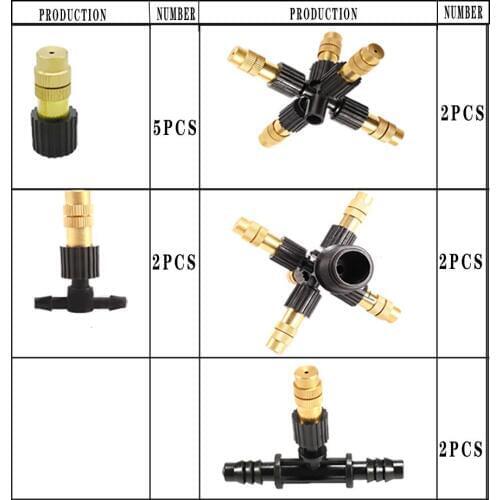 1/2" 4/7”mm 8/11mm Threaded Brass Fog Mist Nozzle Misting Spray Sprinkler Gardening Water Cooling Thread Spray Lawn Irrigation