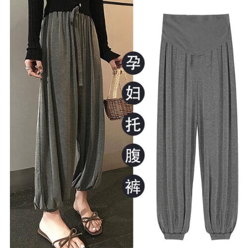Modal Pregnant Womens Pants 2021Maternity Spring Summer Thin Casual Wide-leg Pants Nine-point Pants Bloomers Carrot Pants