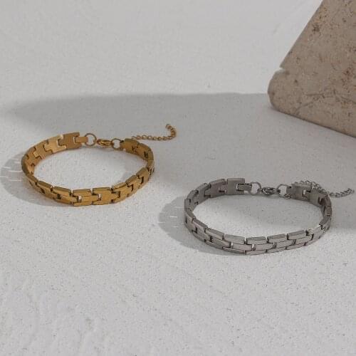 Trendy Classic Watch Strap Stainless Steel Gold Plated Silver Waterproof Tarnish Free Gifts Present Jewelry For Girls And Women