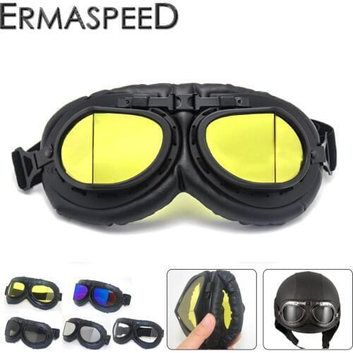 Motorcycle Glasses Retro Vintage Moto Helmet PU Leather Steampunk Goggles Motorbike 100% UV400 Scooter ATV Dirt Biker Glasses