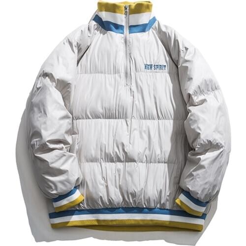 2020 New Arrival Brand Clothing Top Fashion Parka Cotton Liner Zipper Winter Jacket Men Stand Collar Youth Loose Printed Bread