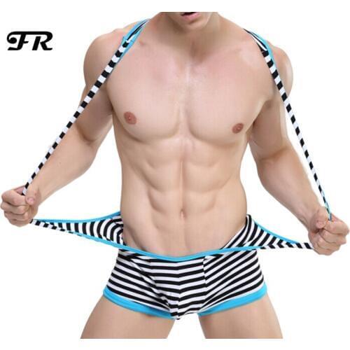 FR Mens New Cotton Strip Back Open Mankini Jockstrap Wrestling Singlet Bodysuit Two Colors Size S/M/L/XL