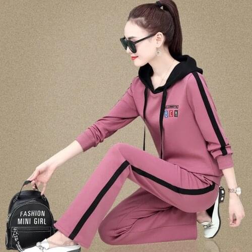 Casual Tracksuit Jogging Set Women Spring Autumn New Casual Loose Long Sleeve Hoodies + Wide Leg Pants 2 Piece Outfit Sweatsuit