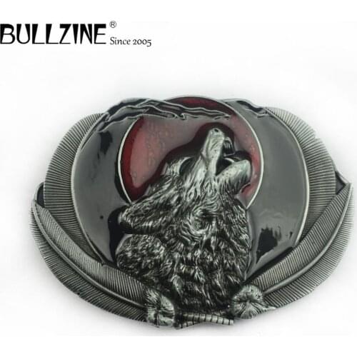 The Bullzine Wolf belt buckle with pewter finish FP-02773-3 suitable for 4cm width belt