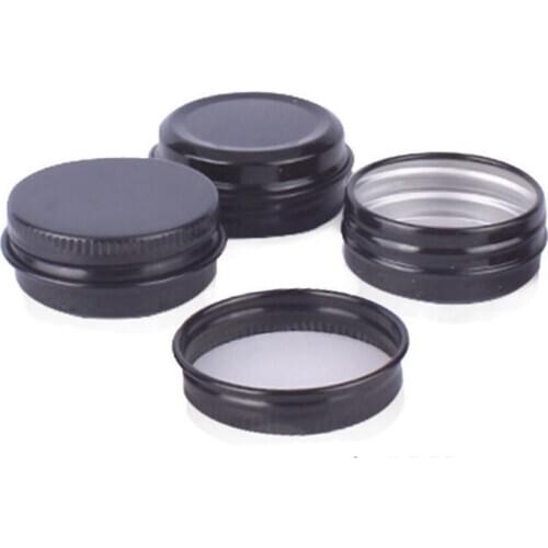15g Empty Mini Black Aluminum Cream Jar Nail Art Makeup Cosmetic Metal Tins Containers Lin3625