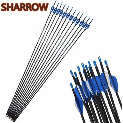 12/24Pcs 32" Archery Carbon Arrows Spine 1200 Target Points Practice Compound Recurve Bow Outdoor Hunting Shooting Accessories