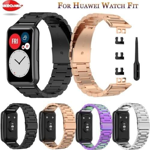 2020 Luxury Stainless Steel Metal WatchBand Strap For Huawei Watch Fit Strap Bracelet For Huawei Fit Smart Watch Strap Wristband
