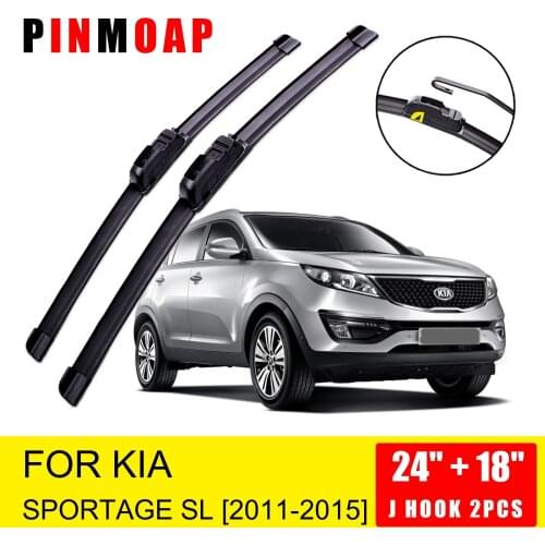 For KIA Sportage SL 2011 2012 2013 2014 2015 Front Wiper Blades Brushes Cutter U J Hook