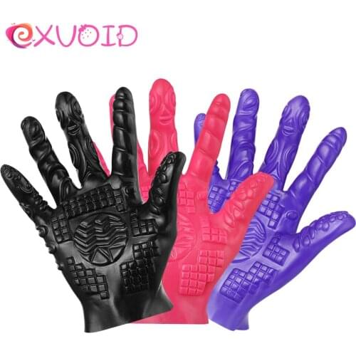 EXVOID No Vibrator Silicone Gloves Finger Dildo 1PCS Female Masturbation Anal Plug Sex Toys for Women Men Gay G-spot Massager