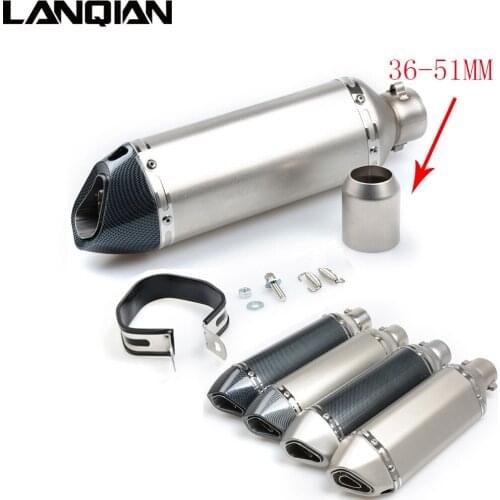 38MM - 51MM Universal Motorcycle Dirt Bike Exhaust Escape Modified Scooter Exhaust Muffle Fit for Z750 Z800 ER6N R1 GSXR 600 ATV